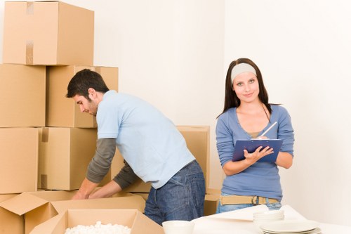 Boxes and furniture prepared for a Clapham flat move